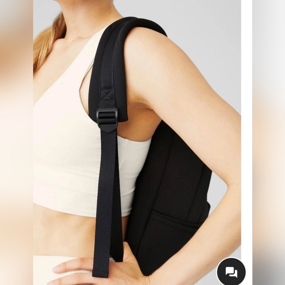 ALO Yoga Stow Backpack in Black Neoprene with Detachable Pouch New - Picture 3 of 12